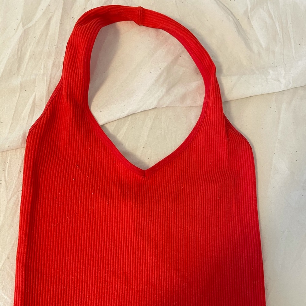 Red halter top